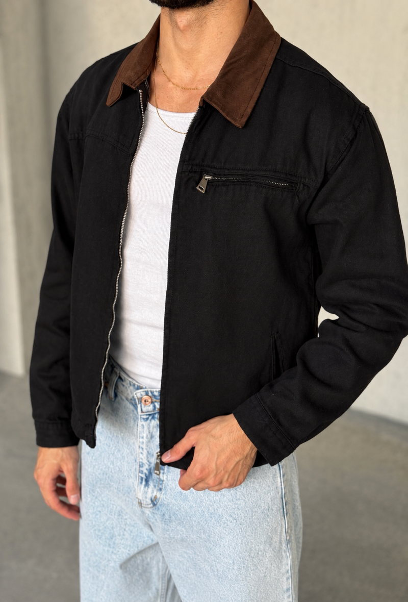 Veste zippée col contrasté