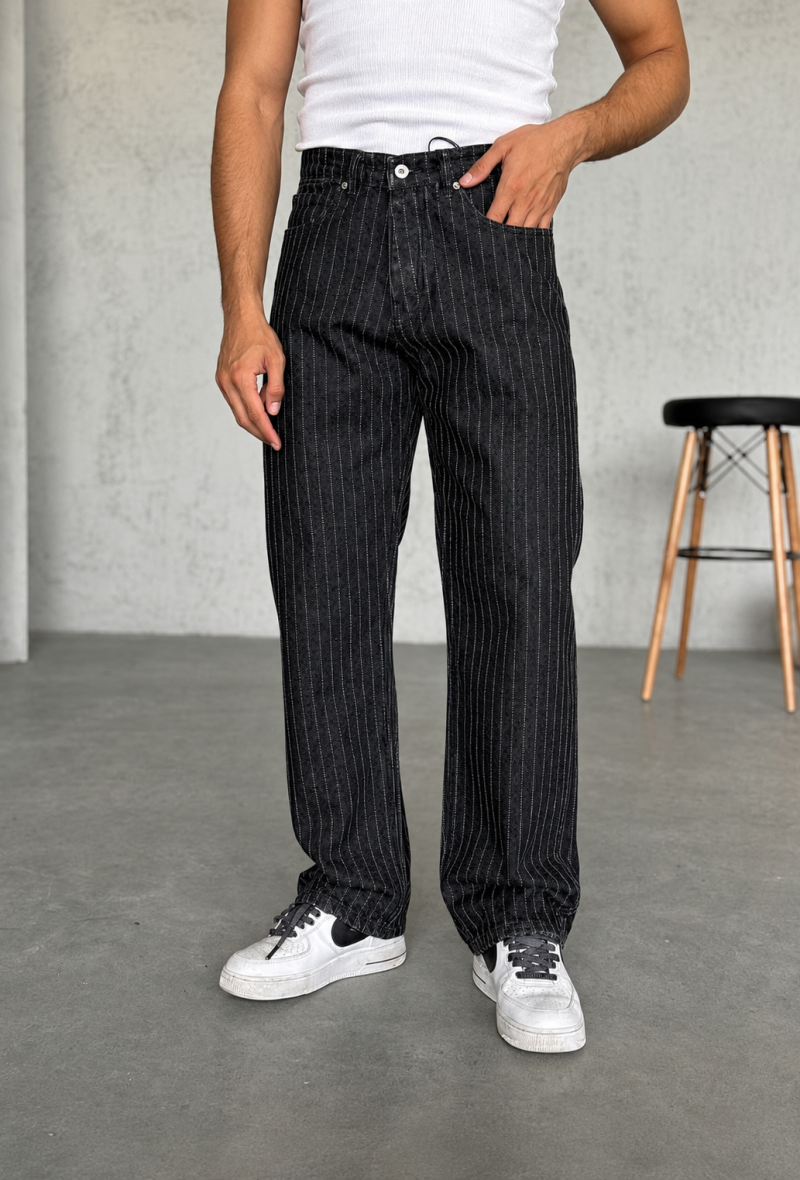 Jean noir rayé straight fit